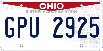 OH license plate GPU2925