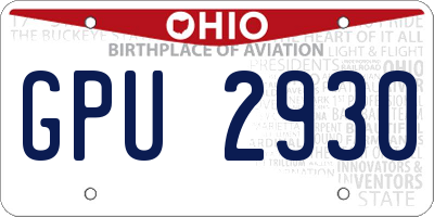 OH license plate GPU2930