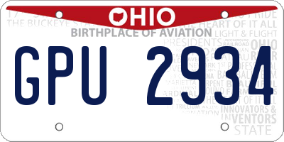 OH license plate GPU2934