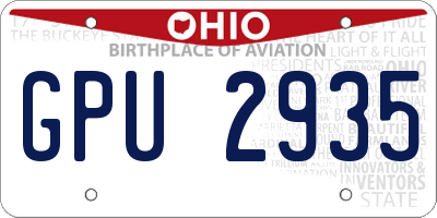 OH license plate GPU2935