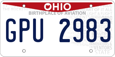 OH license plate GPU2983