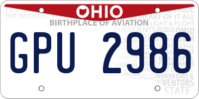 OH license plate GPU2986