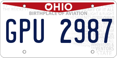 OH license plate GPU2987