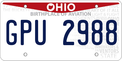 OH license plate GPU2988
