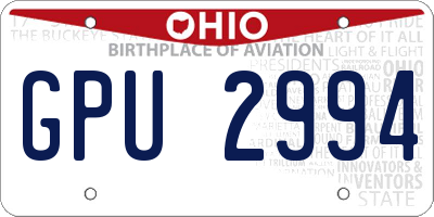 OH license plate GPU2994