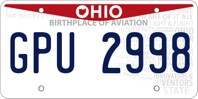 OH license plate GPU2998