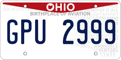 OH license plate GPU2999