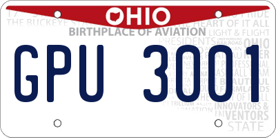 OH license plate GPU3001