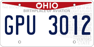 OH license plate GPU3012