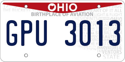 OH license plate GPU3013