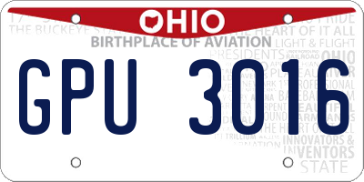OH license plate GPU3016