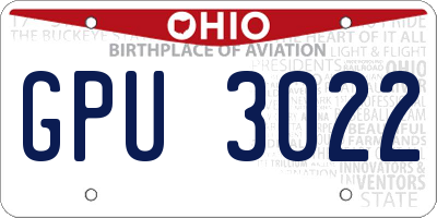 OH license plate GPU3022