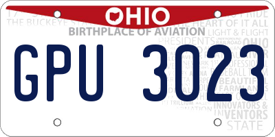 OH license plate GPU3023