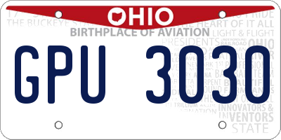 OH license plate GPU3030