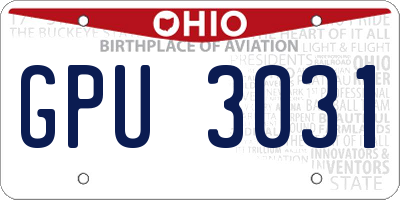 OH license plate GPU3031
