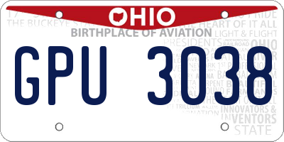 OH license plate GPU3038