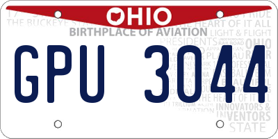 OH license plate GPU3044
