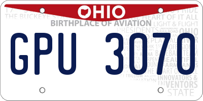 OH license plate GPU3070