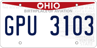 OH license plate GPU3103