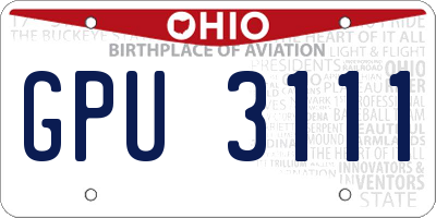 OH license plate GPU3111