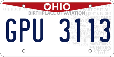 OH license plate GPU3113