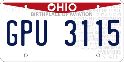 OH license plate GPU3115