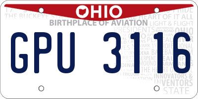OH license plate GPU3116