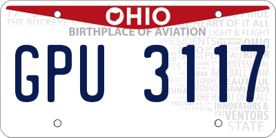 OH license plate GPU3117