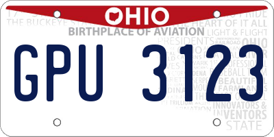 OH license plate GPU3123
