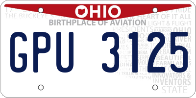 OH license plate GPU3125