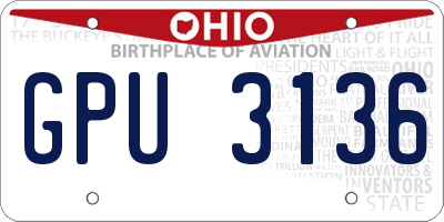 OH license plate GPU3136