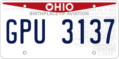 OH license plate GPU3137