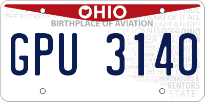 OH license plate GPU3140