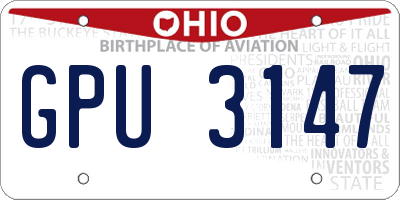 OH license plate GPU3147