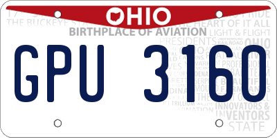 OH license plate GPU3160