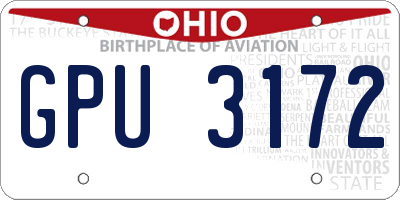 OH license plate GPU3172