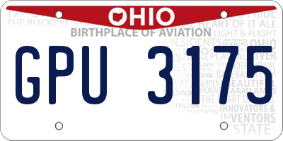 OH license plate GPU3175