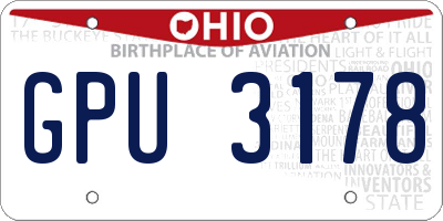 OH license plate GPU3178