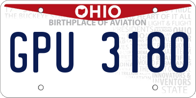 OH license plate GPU3180