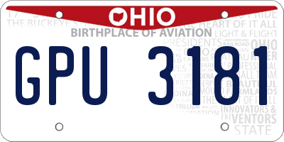OH license plate GPU3181