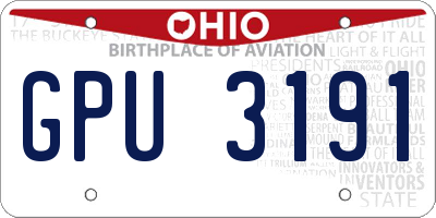 OH license plate GPU3191