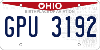 OH license plate GPU3192