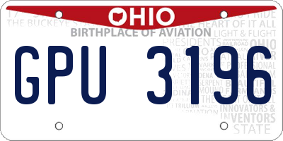 OH license plate GPU3196