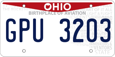 OH license plate GPU3203