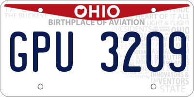 OH license plate GPU3209