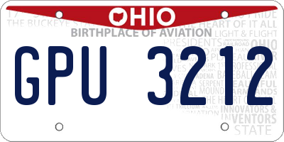 OH license plate GPU3212
