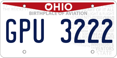 OH license plate GPU3222