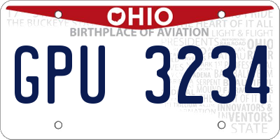 OH license plate GPU3234