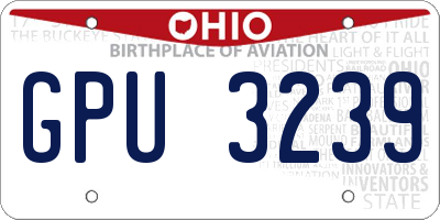 OH license plate GPU3239