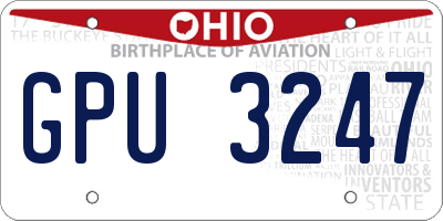 OH license plate GPU3247